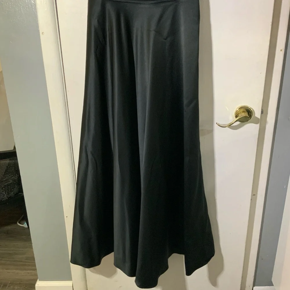 Black Sleeveless Taffeta Long Gown Dress Sz 6 Peekaboo bodice - Picture 10 of 15